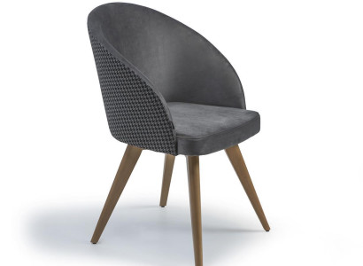 Designer Luxury Dining room Chair with Armrests Gray Modern Upholstered Seat